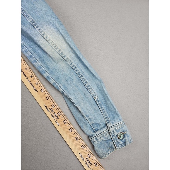 Zara TRF 100% Denim Jacket Women's Medium Blue Floral Embroidered - Picture 12 of 12